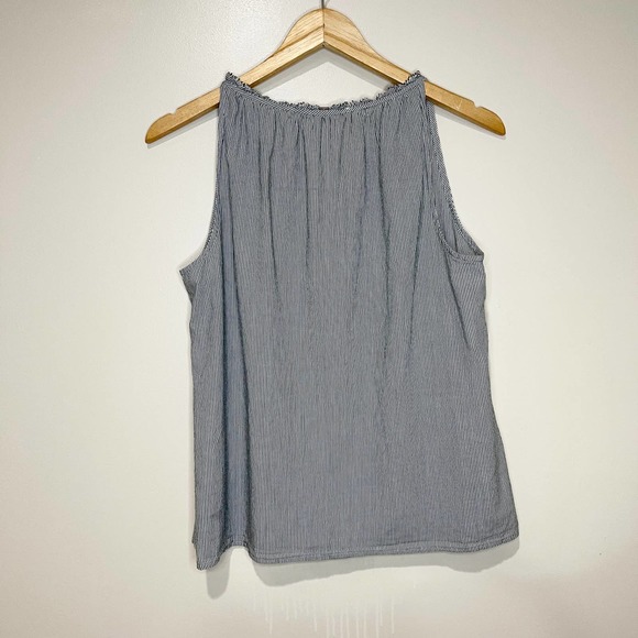 Loft Striped Razorback blue tank top, v-neck tie strap Size MP - Picture 4 of 5